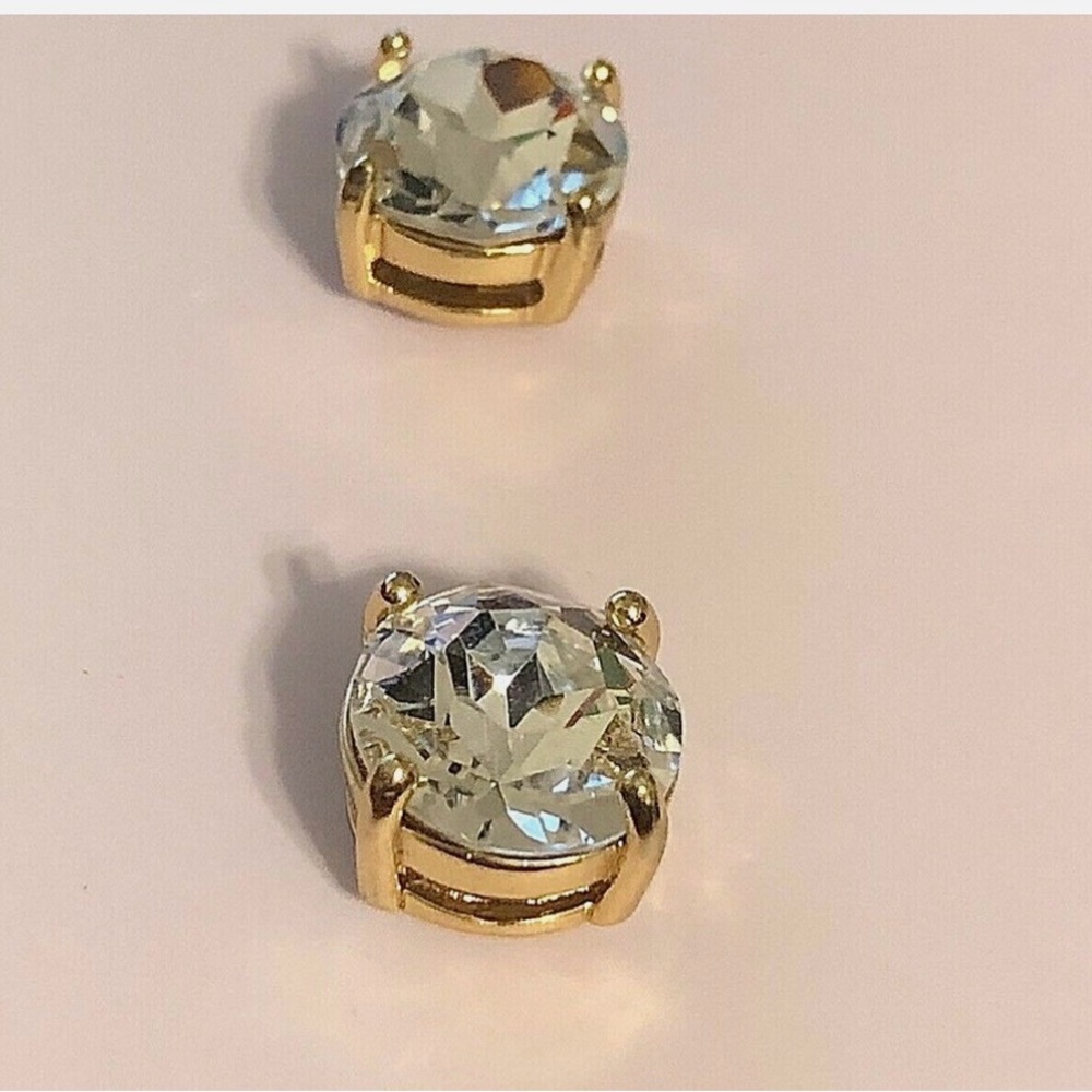 Kate Spade Round Large Crystal Stud Earrings in Gold Setting